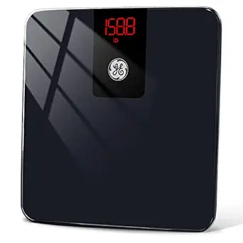 GE Digital Bathroom Scale for Weight, Smart Bluetooth Body Weight and BMI, Electronic Black Weighing Scale for Bath Home, Accurate 400lb Capacity