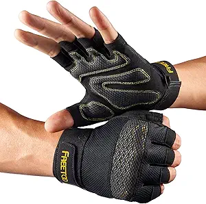 FREETOO Workout Gloves for Men, Weight Lifting Gloves with Full Palm Protection, Ultra Ventilated, Cushion Pads and Silicone Grip